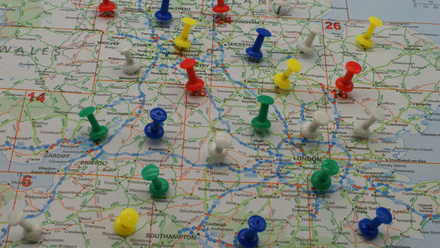 uk map with pins