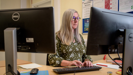 using a computer at the council