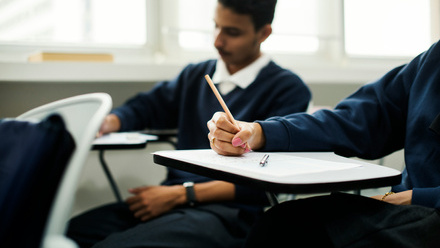 children studying in classroom