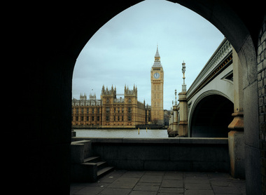 parliament view from under arch and river