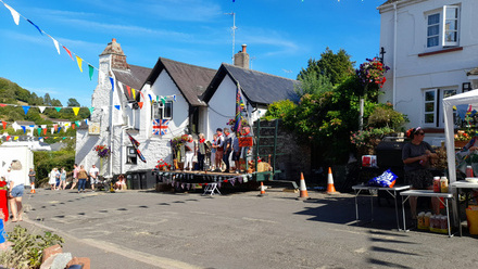 english town event with stage