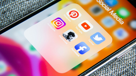 social media icons on phone