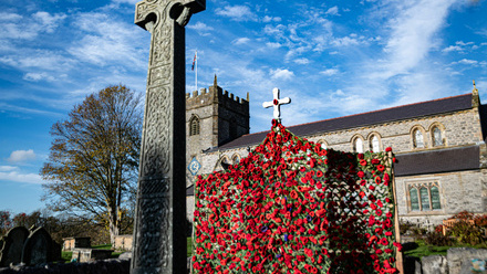 poppy display on church cross