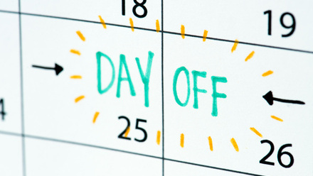 day off marked on a calendar