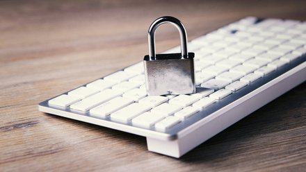 keyboard with a lock to represent data protection