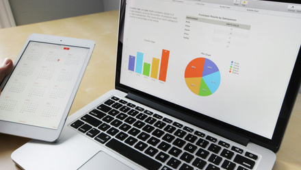 graphs on laptop screen