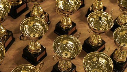 multiple gold trophies